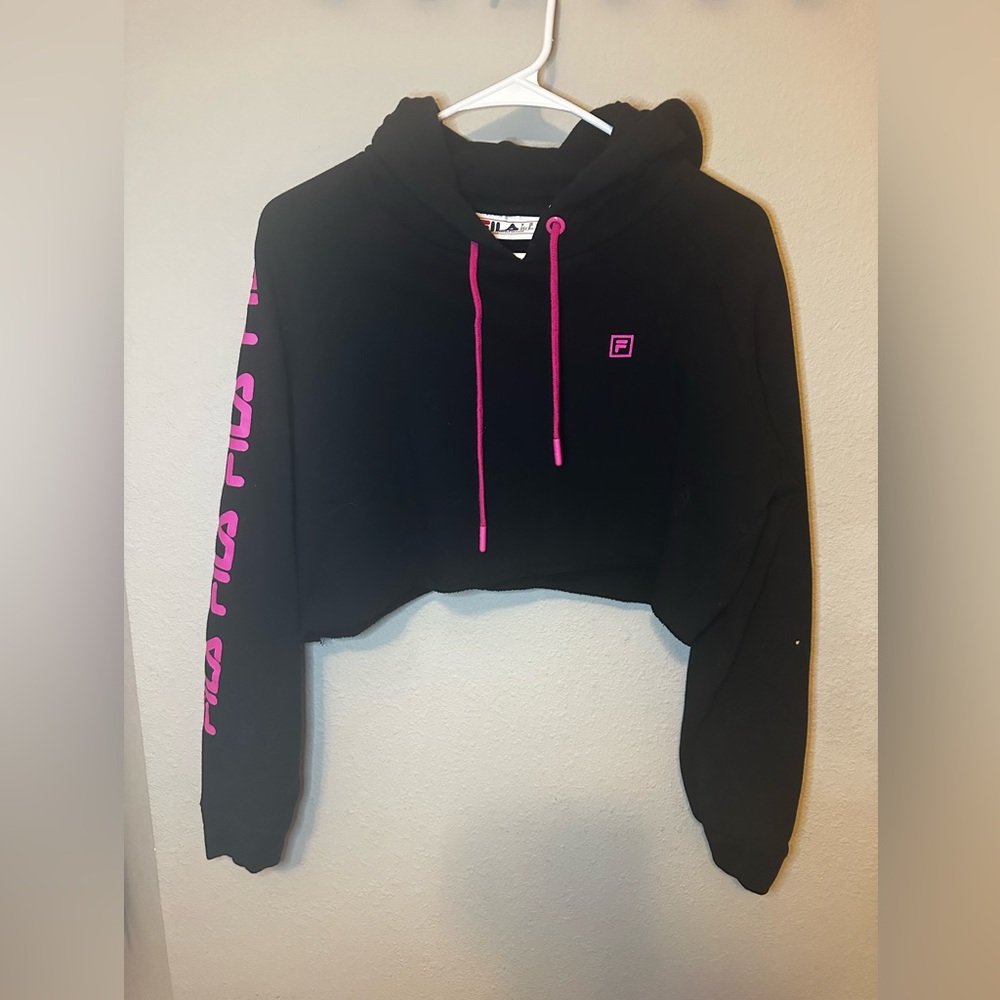 Filas pink and black crop hoodie size medium like new